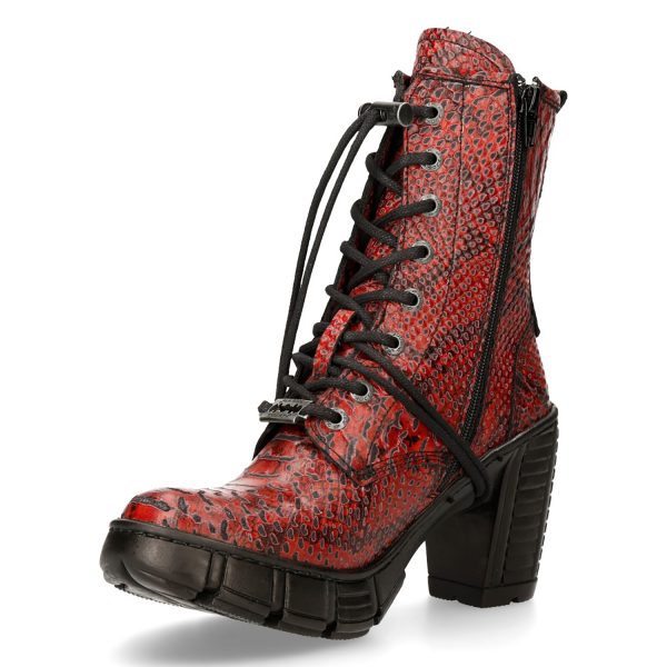 Bottines New Rock Trail En Cuir Vegan Python Rouge boutiqued en ligne 5