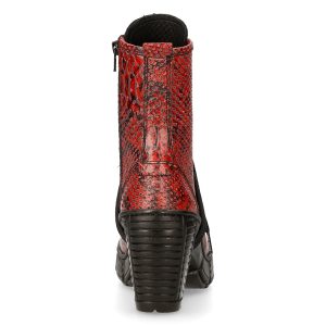 Bottines New Rock Trail En Cuir Vegan Python Rouge boutiqued en ligne 18