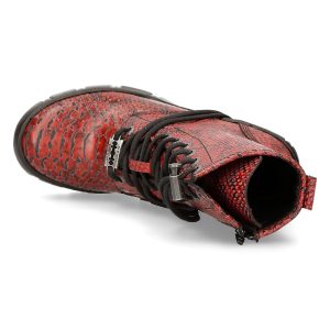 Bottines New Rock Trail En Cuir Vegan Python Rouge boutiqued en ligne 22