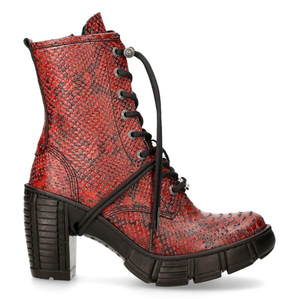 Bottines New Rock Trail En Cuir Vegan Python Rouge boutiqued en ligne 1