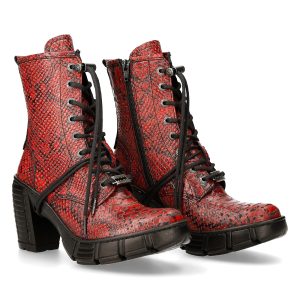 Bottines New Rock Trail En Cuir Vegan Python Rouge boutiqued en ligne 24