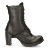 Bottines New Rock Trail En Cuir Vintage Flower Noir destockage 23