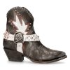 Bottines New Rock West En Cuir Gris Et Blanc marque pas cher 23