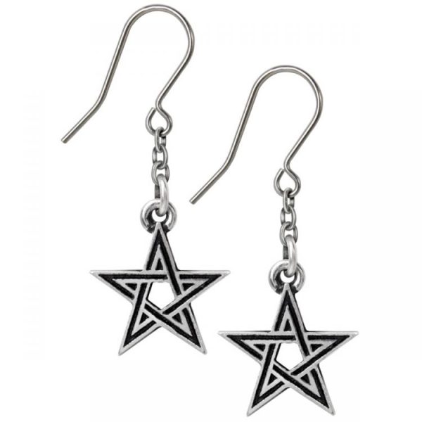 ALCHEMY GOTHIC Boucles D’Oreilles ‘Black Star’ vente luxe pas cher 1