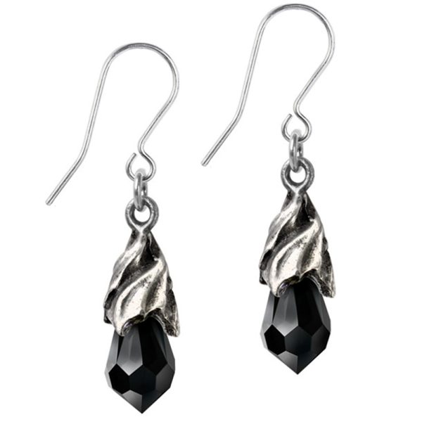 soldes ALCHEMY GOTHIC Boucles D’Oreilles ‘Empyrean Tear’ Noires 1