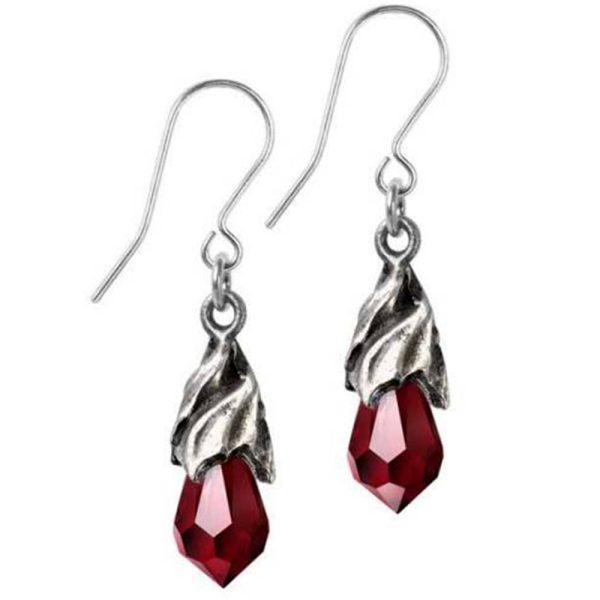 Meilleur Prix Garanti ALCHEMY GOTHIC Boucles D’Oreilles ‘Empyrean Tear’ Rouges 1