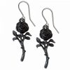 meilleure qualité ALCHEMY GOTHIC Boucles D’Oreilles ‘The Romance Of The Black Rose’ 7