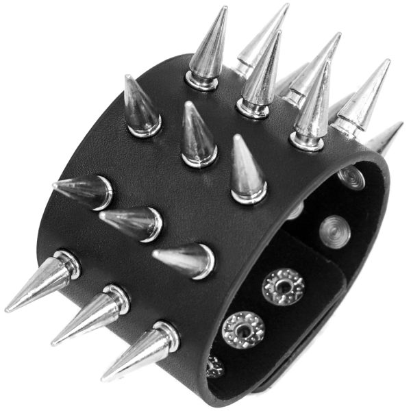 styles dernier cri DEVIL FASHION Bracelet à Spikes ‘Social Debris’ Noir 1