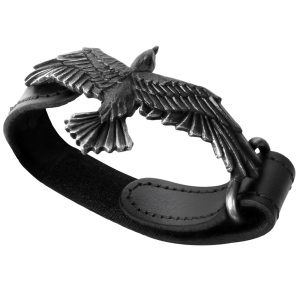 ALCHEMY GOTHIC Bracelet ‘Black Consort’ En Cuir Noir Officielle 9