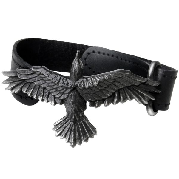 ALCHEMY GOTHIC Bracelet ‘Black Consort’ En Cuir Noir Officielle 1