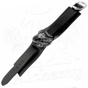 Top ventes Alchemy Metal-Wear Bracelet ‘Gears Of Aiwass’ En Cuir Noir 10