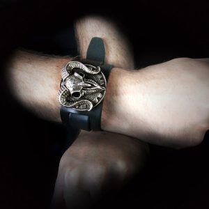 Top ventes Alchemy Metal-Wear Bracelet ‘Gears Of Aiwass’ En Cuir Noir 12