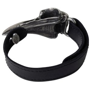 site en ligne ALCHEMY GOTHIC Bracelet ‘Rabeschadel’ En Cuir Noir 10