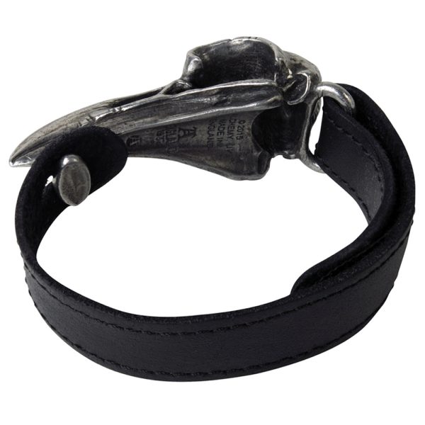 site en ligne ALCHEMY GOTHIC Bracelet ‘Rabeschadel’ En Cuir Noir 4