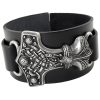 ALCHEMY GOTHIC Bracelet ‘Thunderhammer’ En Cuir Noir luxe soldes 17