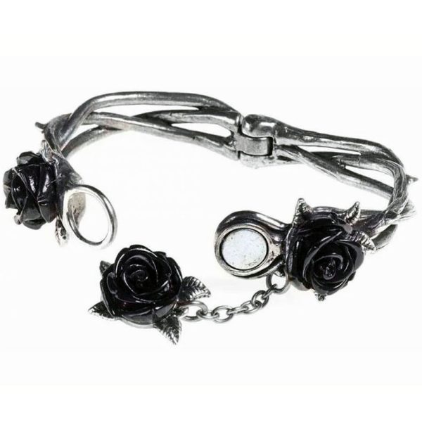 Retour Gratuit ALCHEMY GOTHIC Bracelet ‘Wild Black Rose’ 3