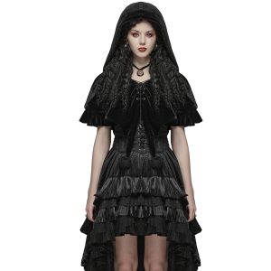 magasins pas chers Pyon Pyon Cape Boléro Gothic Lolita à Capuche ‘Black Fairy’ 18