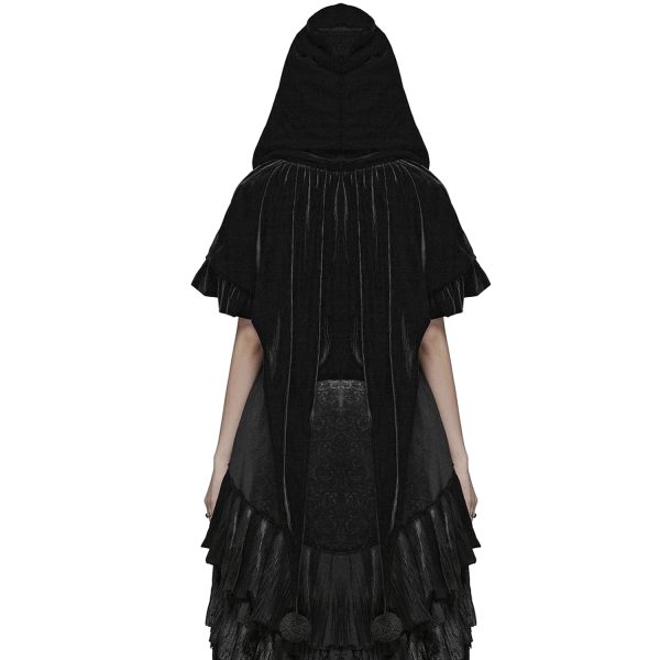 magasins pas chers Pyon Pyon Cape Boléro Gothic Lolita à Capuche ‘Black Fairy’ 4