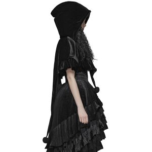 magasins pas chers Pyon Pyon Cape Boléro Gothic Lolita à Capuche ‘Black Fairy’ 24