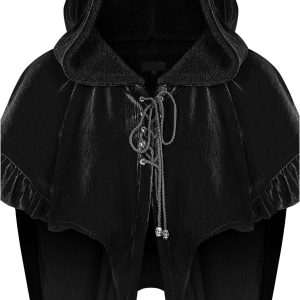 magasins pas chers Pyon Pyon Cape Boléro Gothic Lolita à Capuche ‘Black Fairy’ 34