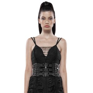 PUNK RAVE Ceinture Corset Pour Femmes ‘Techno Geisha’ Noire offre spéciale 15