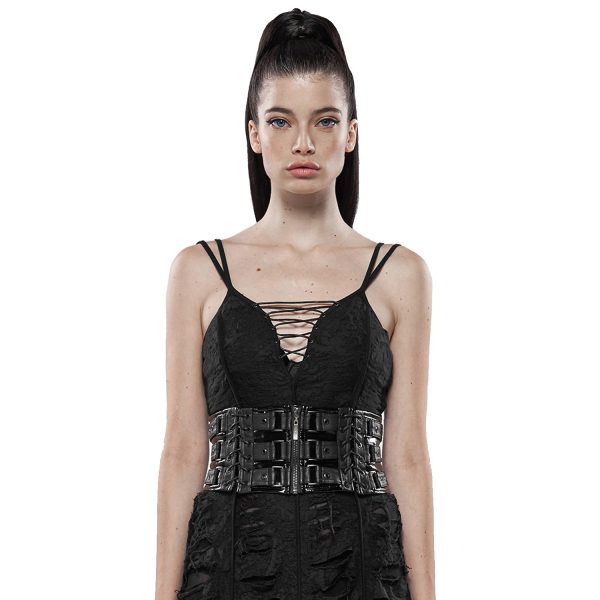 PUNK RAVE Ceinture Corset Pour Femmes ‘Techno Geisha’ Noire offre spéciale 3