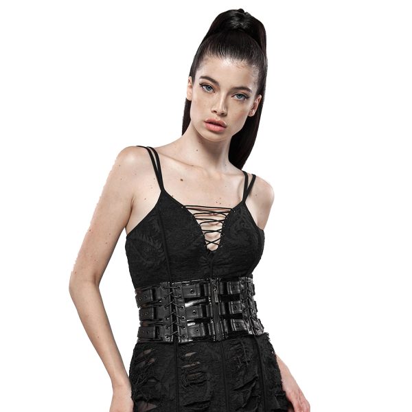 PUNK RAVE Ceinture Corset Pour Femmes ‘Techno Geisha’ Noire offre spéciale 5