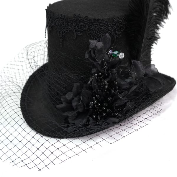 DEVIL FASHION Chapeau Haut De Forme Victorien ‘Mc Dermot’ Noir soldes de Noël 12