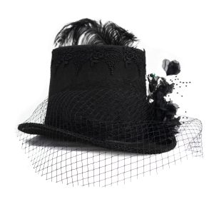 DEVIL FASHION Chapeau Haut De Forme Victorien ‘Mc Dermot’ Noir soldes de Noël 27