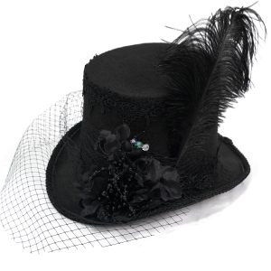 DEVIL FASHION Chapeau Haut De Forme Victorien ‘Mc Dermot’ Noir soldes de Noël 31