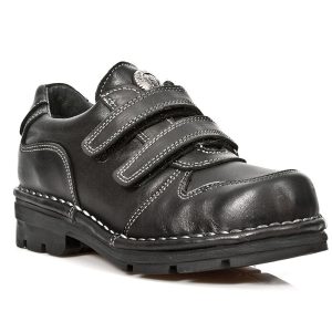 Chaussures Enfants New Rock Kid En Cuir Itali Noir soldes pas cher 11