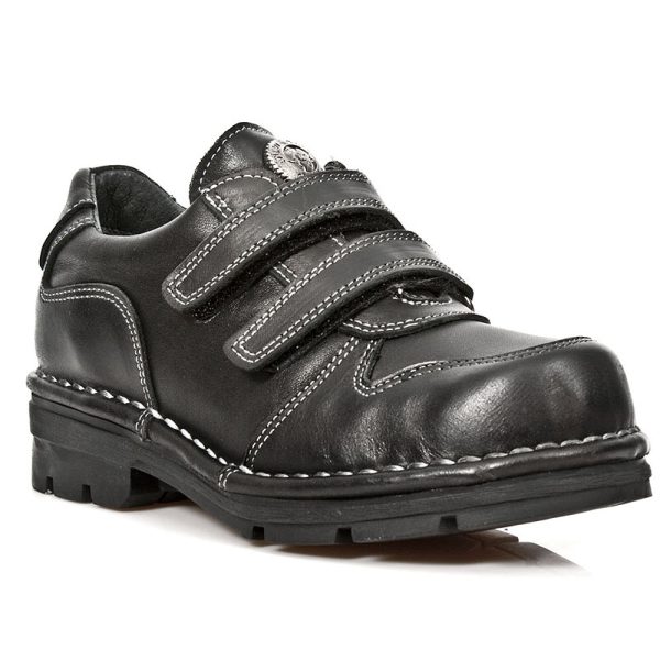 Chaussures Enfants New Rock Kid En Cuir Itali Noir soldes pas cher 3