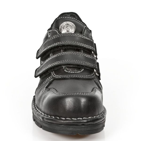 Chaussures Enfants New Rock Kid En Cuir Itali Noir soldes pas cher 4