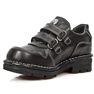 Chaussures Enfants New Rock Kid En Cuir Itali Noir soldes pas cher 15