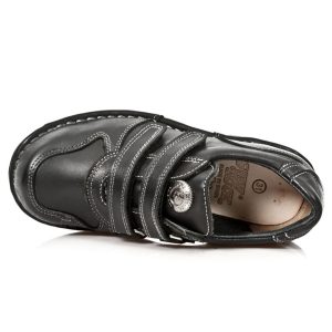 Chaussures Enfants New Rock Kid En Cuir Itali Noir soldes pas cher 21