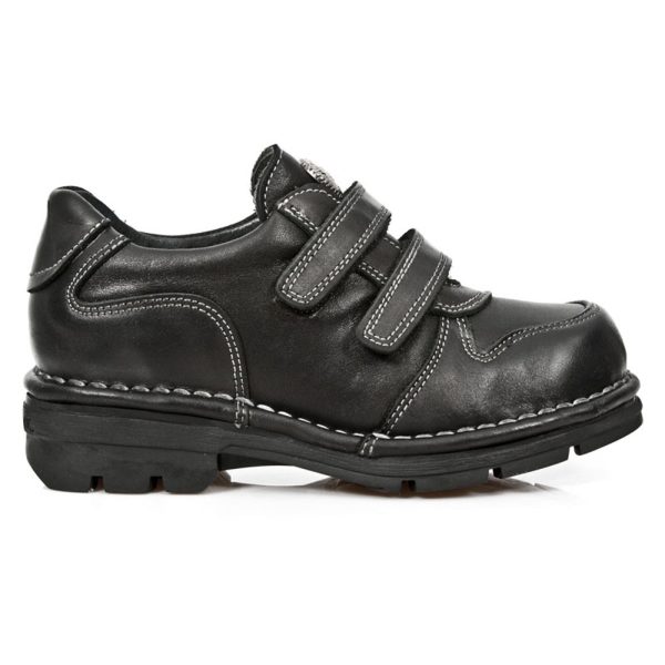 Chaussures Enfants New Rock Kid En Cuir Itali Noir soldes pas cher 1