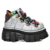 Chaussures New Rock Metallic Argent Et Multicolores Prestation Et Rapide 26