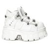 Chaussures New Rock Metallic En Cuir Napa Blanc Promotio de vente 28