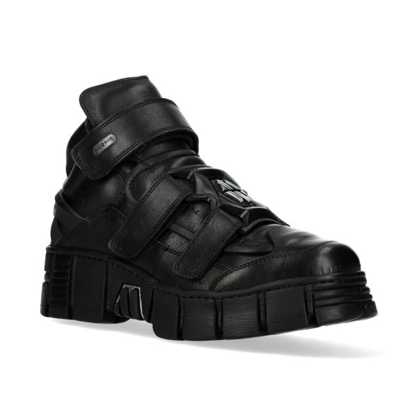 grande marque pas cher Chaussures New Rock Metallic En Cuir Noir 3