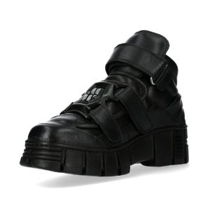 grande marque pas cher Chaussures New Rock Metallic En Cuir Noir 16