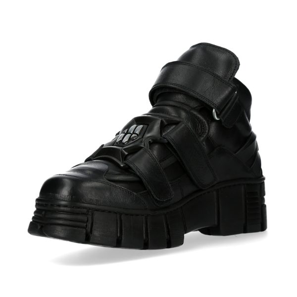 grande marque pas cher Chaussures New Rock Metallic En Cuir Noir 5