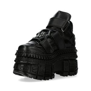 Nouvelle tendance Chaussures Plateformes New Rock Tank En Cuir Noir 16