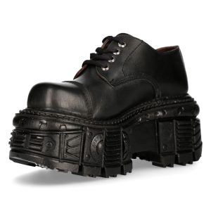 Chaussures Plateformes New Rock Tank En Cuir Noir fashion pas cher 16