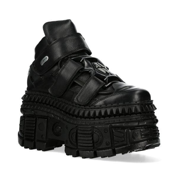 Nouvelle tendance Chaussures Plateformes New Rock Tank En Cuir Noir 3