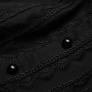 PUNK RAVE Chemise à Jabot ‘Lovecraft’ Noire Avec Manches… commentaire favorable 39