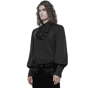 PUNK RAVE Chemise à Jabot ‘Lovecraft’ Noire Avec Manches… commentaire favorable 23