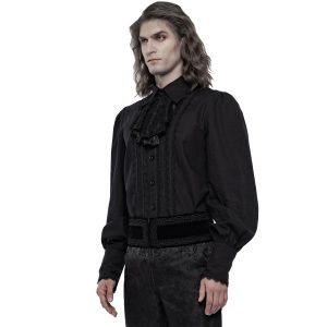 PUNK RAVE Chemise à Jabot ‘Lovecraft’ Noire Avec Manches… commentaire favorable 31