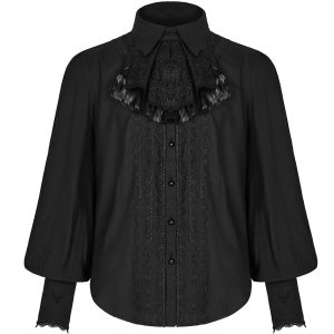 PUNK RAVE Chemise à Jabot ‘Lovecraft’ Noire Avec Manches… commentaire favorable 33