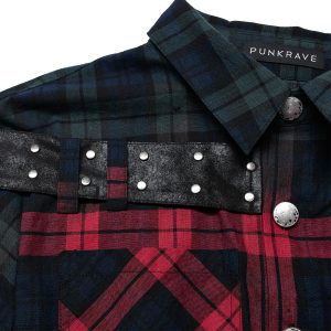 Livraison Standard/Rapide PUNK RAVE Chemise ‘Color Plaid’ En Tartan Rouge Et Vert 42