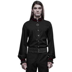 achat pas cher PUNK RAVE Chemise ‘Desmond’ Noire Et Bordeaux 19